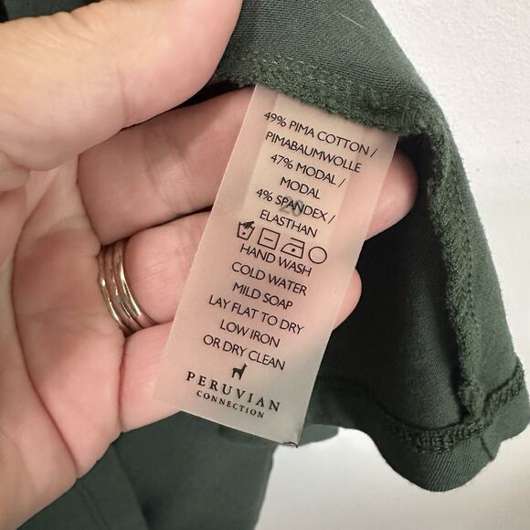 Peruvian Connection Long Puff Sleeve Dress XL Green Pullover Designer Stretch - Picture 7 of 11